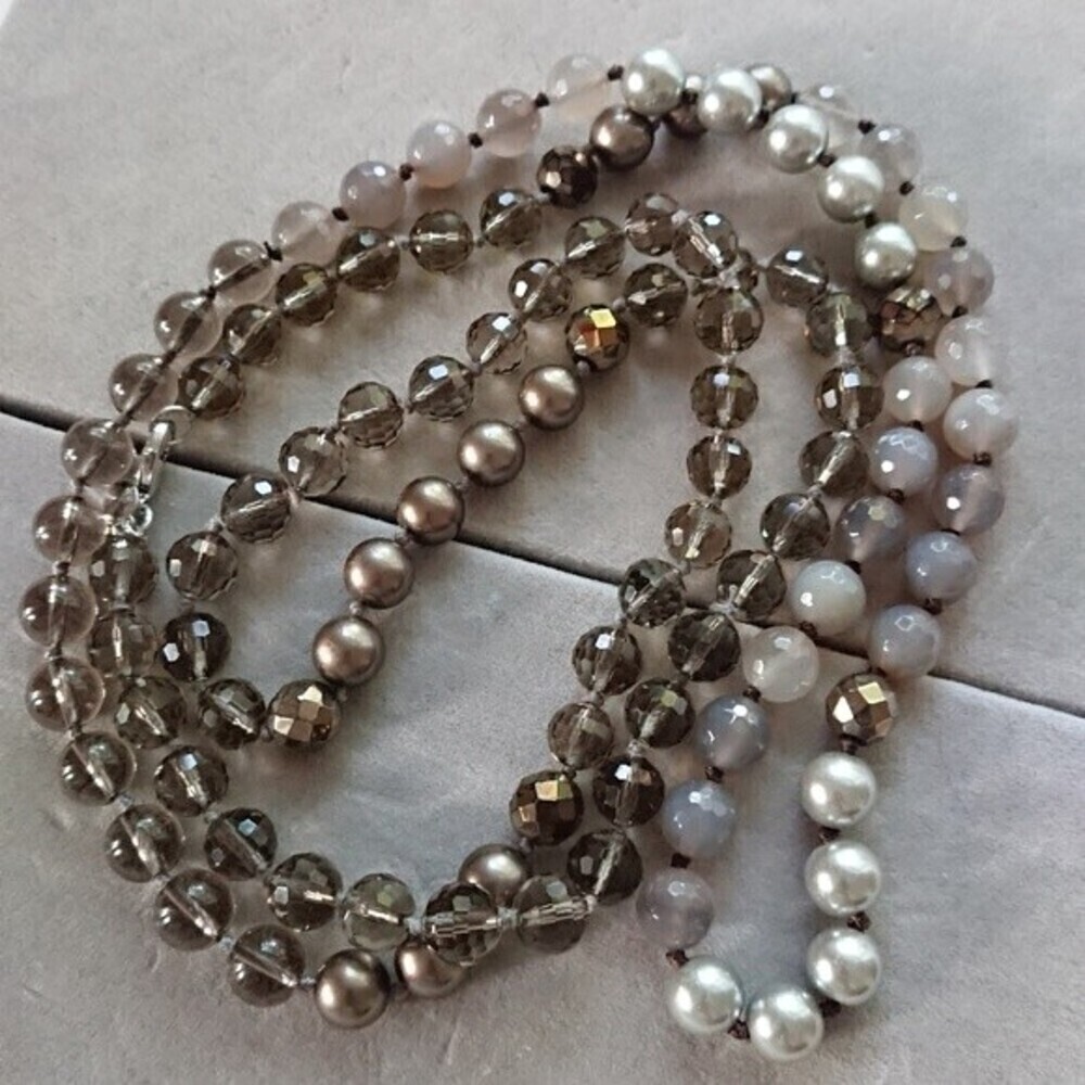 Stella & Dot glass, faux pearls Necklace